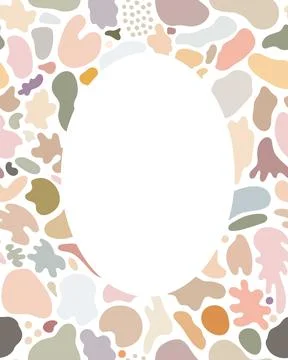 Abstract shapeless forms oval frame with seamless pattern on background Stock Illustration