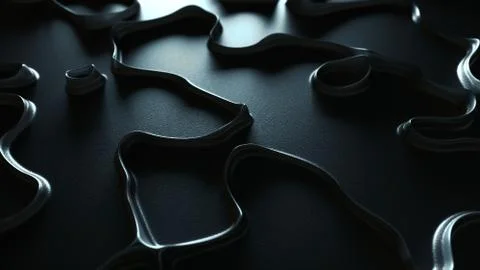 Abstract shapes 3d Curved Lines Blue steel Close up Stock Illustration