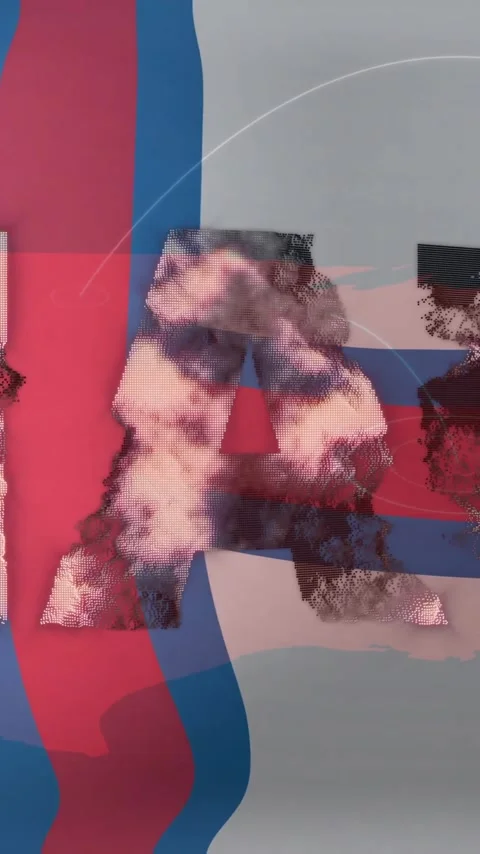 Abstract shapes and textures animation over red and blue cross pattern Stock Footage 342914661