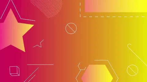Abstract shapes of asterisk in orange gradient background with red lines Stock Illustration