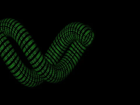 Abstract shapes with binary code twisting, seamless loop (alpha channel) Stock Footage 80950507