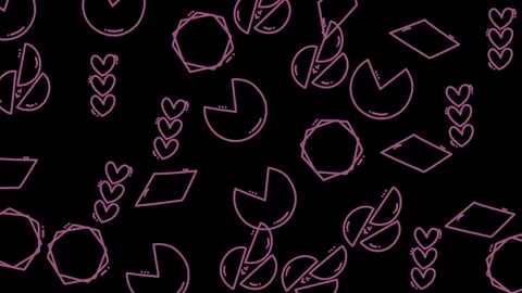 Abstract Shapes on Black Background - A Neon-Infused Design. Stock Footage 320167730