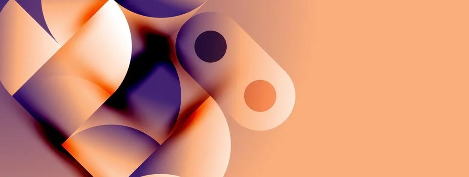 Abstract shapes blend, creating dynamic composition. Warm orange contrasts wi Stock Illustration