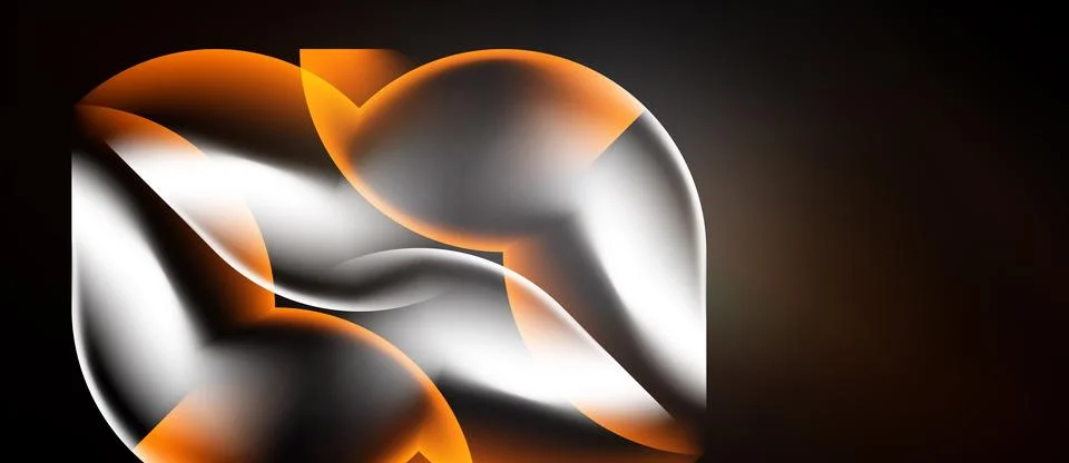 Abstract shapes blend, creating fluid forms. Orange highlights contrast again Stock Illustration