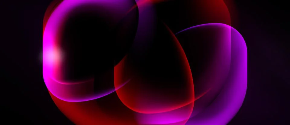 Abstract shapes blend, creating vibrant pinks, reds, purples. Soft glow ema.. Stock Illustration