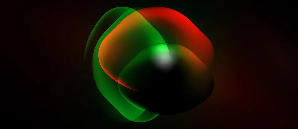 Abstract shapes blend, creating vibrant color gradients. Red, green, orange.. Illustrazione stock