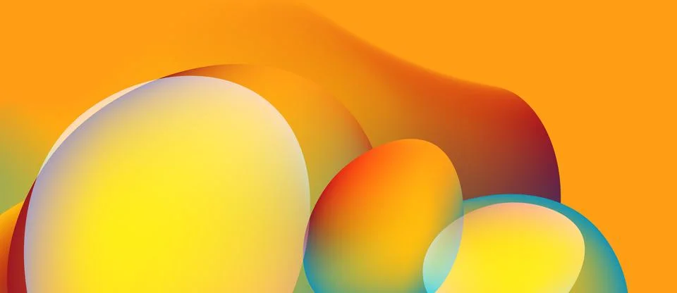 Abstract shapes blend, creating warm color gradients. Spheres overlap, forming Stock-Illustration