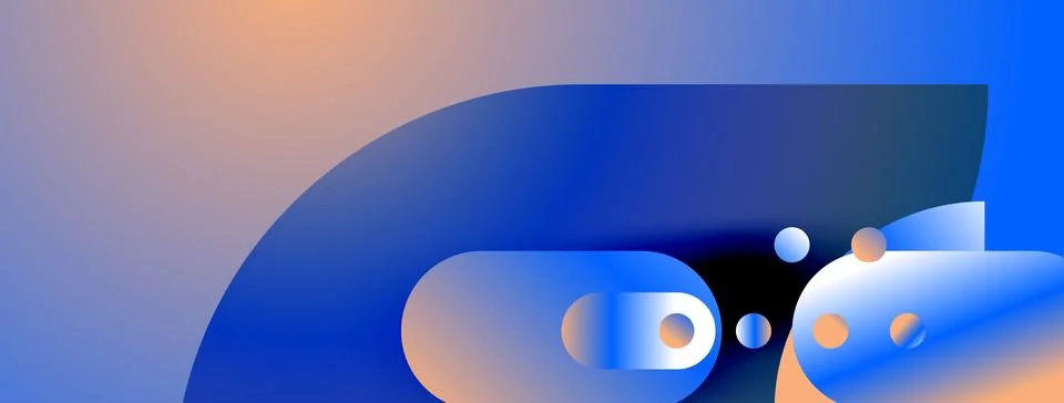Abstract shapes, blue orange gradient. Modern design, clean lines, digital Stock Illustration