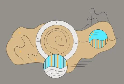 Abstract shapes with brushstrokes vector Illustrazione stock