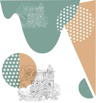 Abstract shapes with brushstrokes vector Illustrazione stock