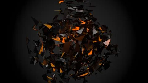 Abstract shapes as chaotic explode background. Stock Illustration