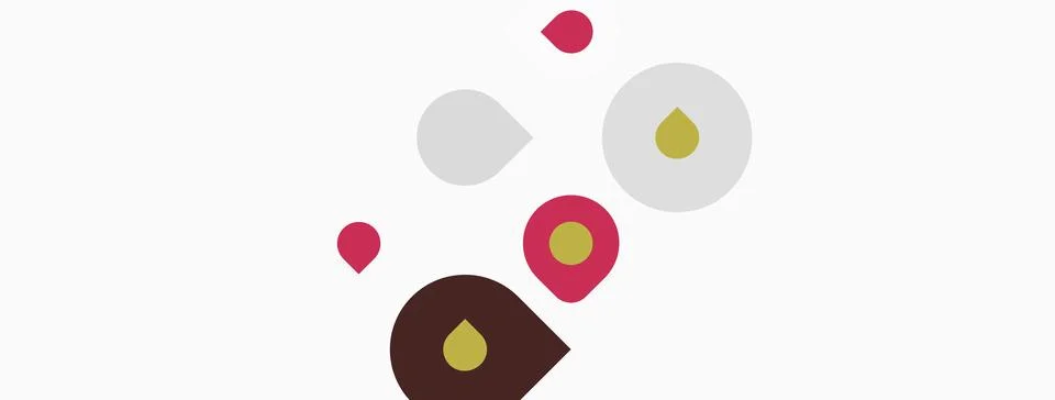 Abstract shapes, circles, dots, maroon, beige, gray. Minimalist design, simpl Stockillustratie