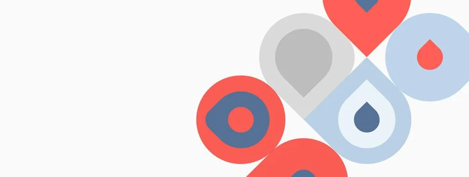 Abstract shapes, circles, drops. Light colors dominate composition, simple Stock Illustration