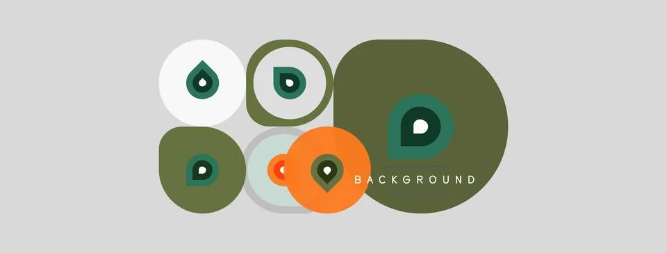 Abstract shapes, circles, drops. Soft color palette, muted tones. Minimalist Illustrazione stock