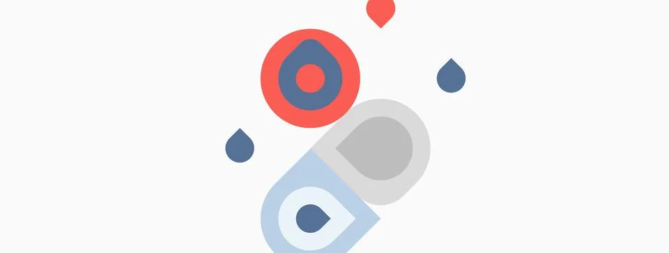 Abstract shapes, circles, rectangles, drops. Minimalist design, light backg.. Illustrazione stock