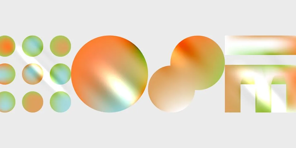 Abstract shapes, circles, rectangles present vibrant color gradients. 스톡 일러스트
