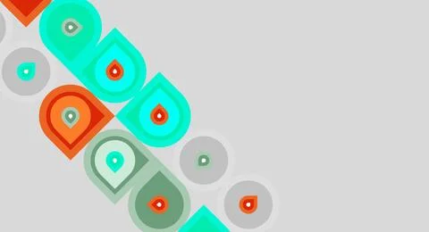Abstract shapes, circles, rectangles, varying colors. Diagonal arrangement 库存插图