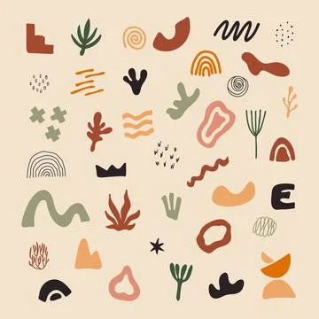 Abstract shapes collection. Set of hand drawn various geometric objects and 스톡 일러스트