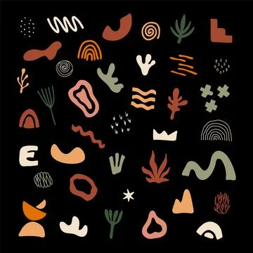 Abstract shapes collection. Set of hand drawn various geometric objects and 스톡 일러스트