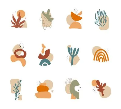 Abstract shapes collection. Set of hand drawn various geometric objects and Stock Illustration
