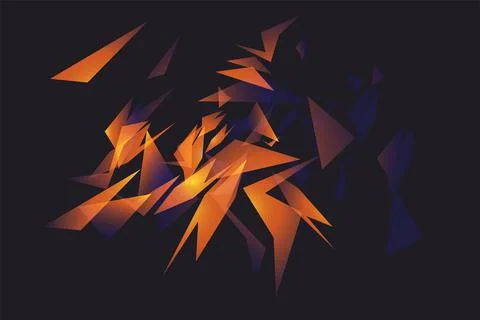 Abstract shapes explosion. Shards of broken glass. Glowing dynamic background Stock-Illustration