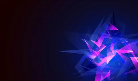 Abstract shapes explosion. Shards of broken glass. Glowing dynamic background Illustrazione stock