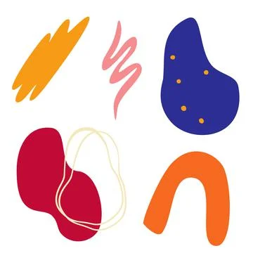 Abstract shapes, figures vector illustrations set. Abstraction, hand drawn ge Stock Illustration