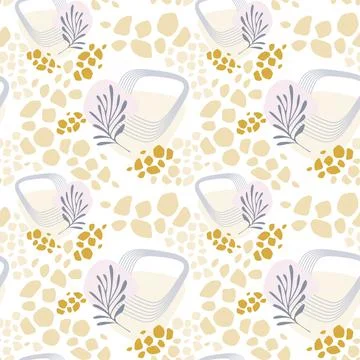 Abstract shapes floral pattern seamless on white background Stock Illustration