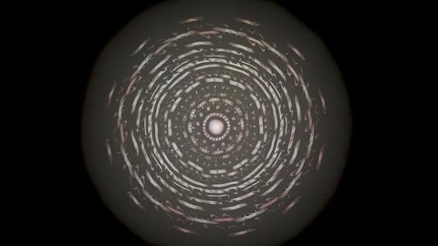 Abstract shapes form a circular pattern on a dark background Stock Footage 337385137
