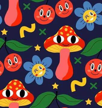 Abstract shapes, funny comic doodles seamless pattern. Trendy modern endless 스톡 일러스트