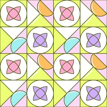 Abstract shapes geometry line tiles seamless pattern Stock Illustration