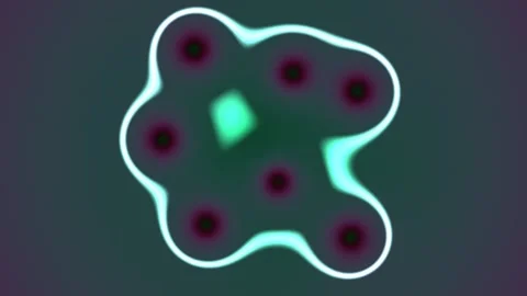 Abstract shapes with glowing elements on dark background Stock Footage 338040080