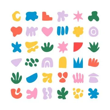 Abstract Shapes Hand drawn, Vector Geometric flat clipart, white background Stock Illustration