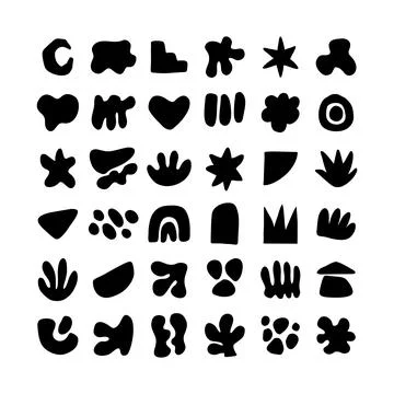 Abstract Shapes Hand drawn, Vector Geometric flat clipart, white background Stock Illustration