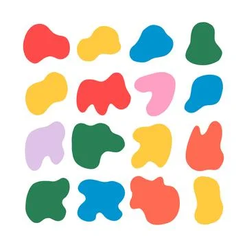 Abstract Shapes Hand drawn, Vector Geometric flat clipart, white background Stock Illustration