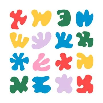 Abstract Shapes Hand drawn, Vector Geometric flat clipart, white background Stock Illustration