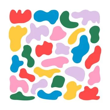 Abstract Shapes Hand drawn, Vector Geometric flat clipart, white background Stock Illustration