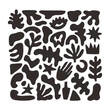 Abstract Shapes Hand drawn, Vector Geometric flat clipart, white background Stock Illustration