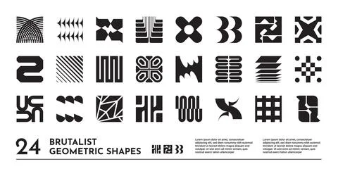 Abstract shapes. Logo graphic elements, brutal icon form or minimal y2k ornament Stock Illustration