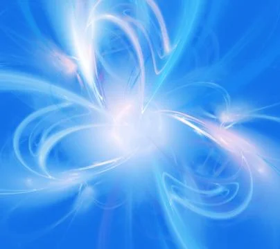 Abstract shapes of loops on blue background. Digital fractal art. 3d render Illustrazione stock