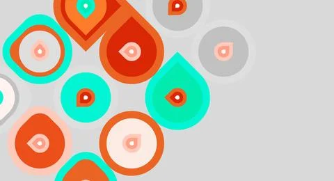 Abstract shapes overlap, creating colorful patterns. Orange, turquoise hues Stock Illustration