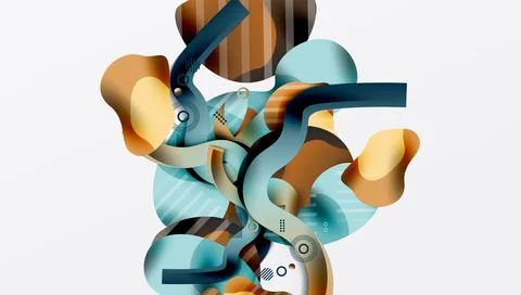 Abstract shapes overlap, creating dynamic composition. Warm, cool tones blend. 스톡 일러스트