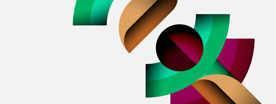 Abstract shapes overlap, creating dynamic composition. Colors blendgreen, maroon Stock Illustration