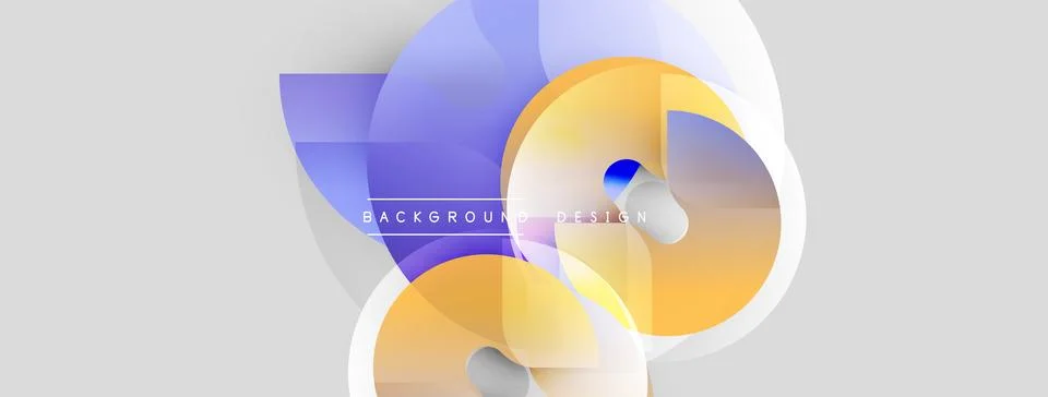 Abstract shapes overlap, creating dynamic composition. Soft gradients blend Illustrazione stock