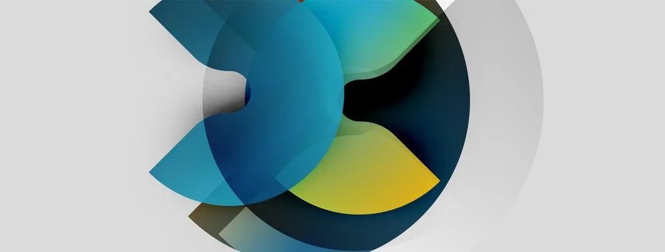 Abstract shapes overlap, creating dynamic composition. Blue, yellow hues 库存插图