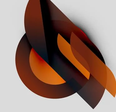 Abstract shapes overlap, creating dynamic composition. Warm tones dominate, Stock Illustration