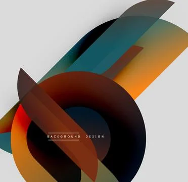 Abstract shapes overlap, creating dynamic visual effect. Warm, cool colors blend Stock Illustration
