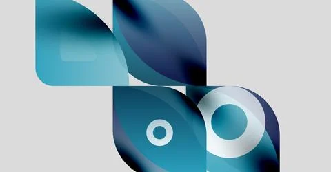 Abstract shapes overlap, creating dynamic composition. Blue hues dominate, with 库存插图