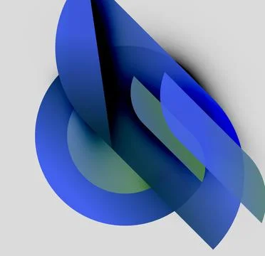Abstract shapes overlap, creating dynamic composition. Blues, greens dominate Stock Illustration