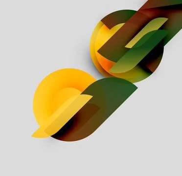 Abstract shapes overlap, creating dynamic composition. Warm colors contrast cool Stock Illustration